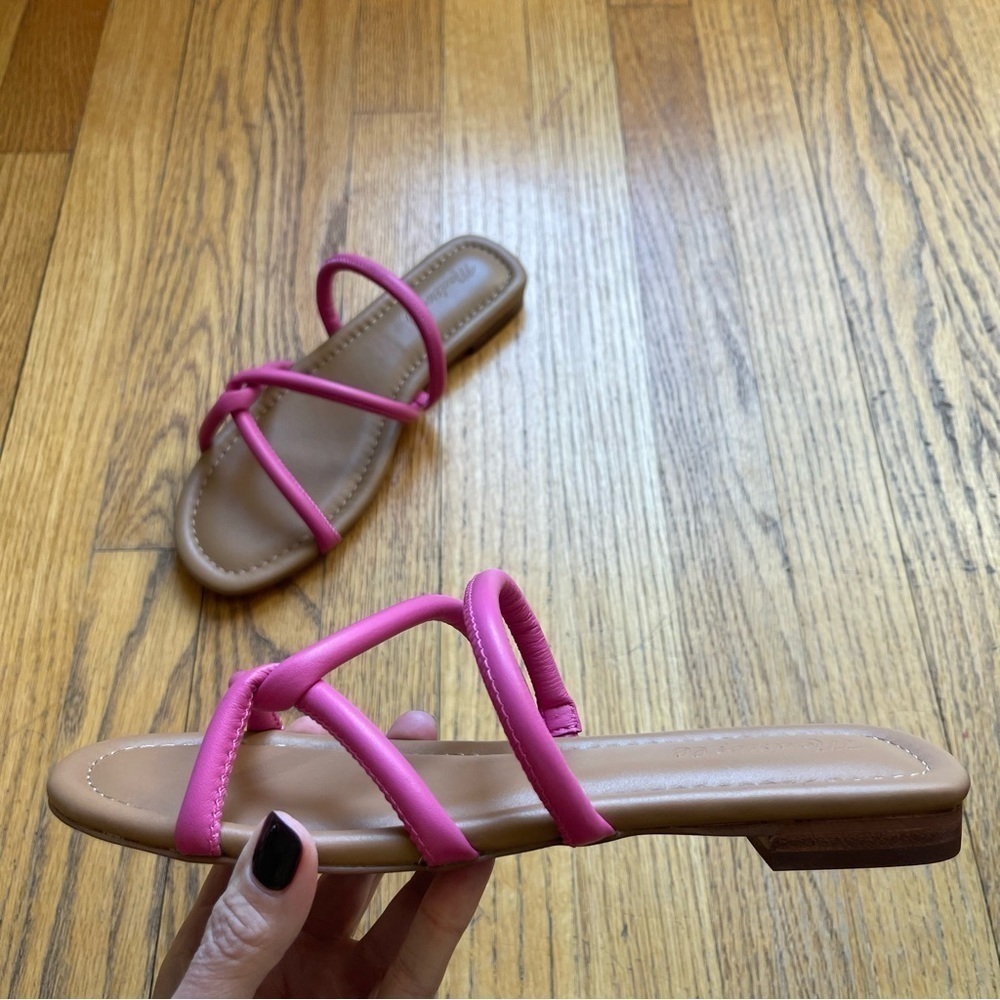NEW Madewell Bombe Leather Slides Sandals NK019 Raspberry Frosting Size 9 NWT